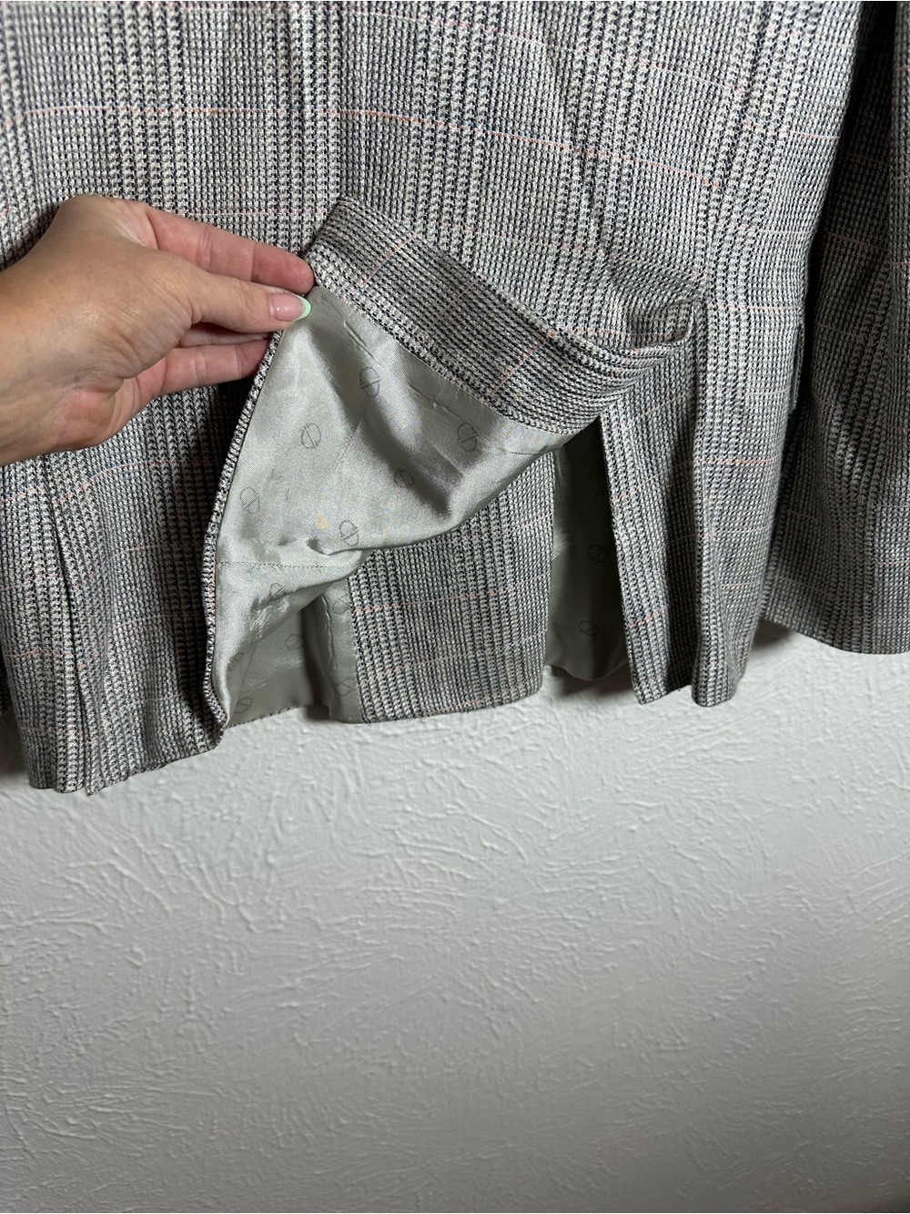 Christian Dior Jeune Homme Vintage Wool Blazer 4-6 Gray Plaid Double Breasted - Picture 7 of 11